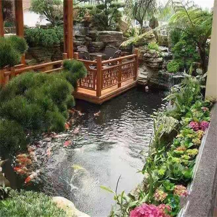 华南热作学院别墅庭院景观设计鱼池